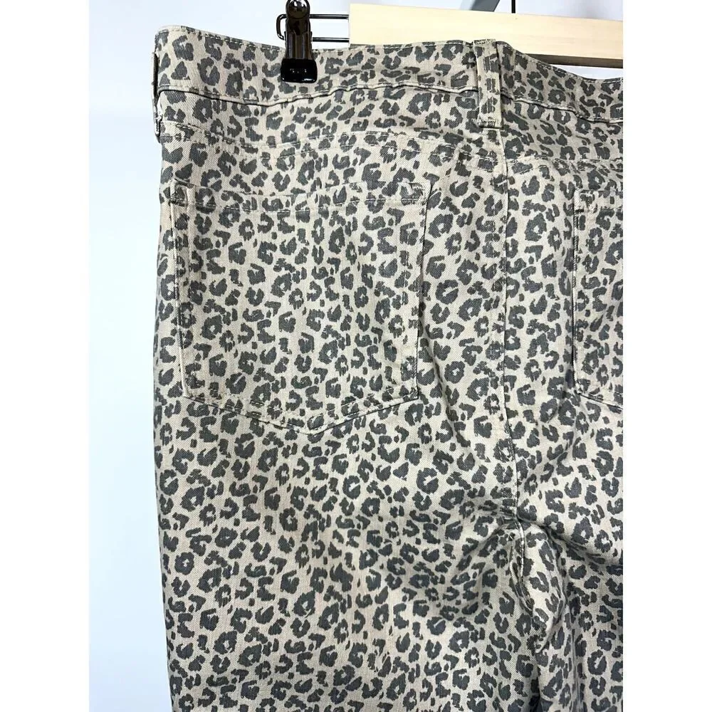 NYDJ X CHICO'S Women's Leopard Print High Rise Skinny Leg Jeans Tan Size 14
